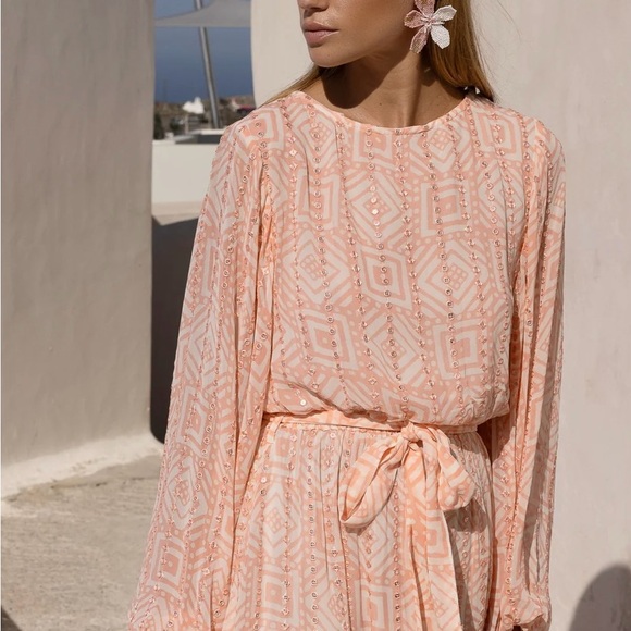 New w tag. Oliphant. Long sleeve flirty short dress in Bali Pink - Picture 2 of 3